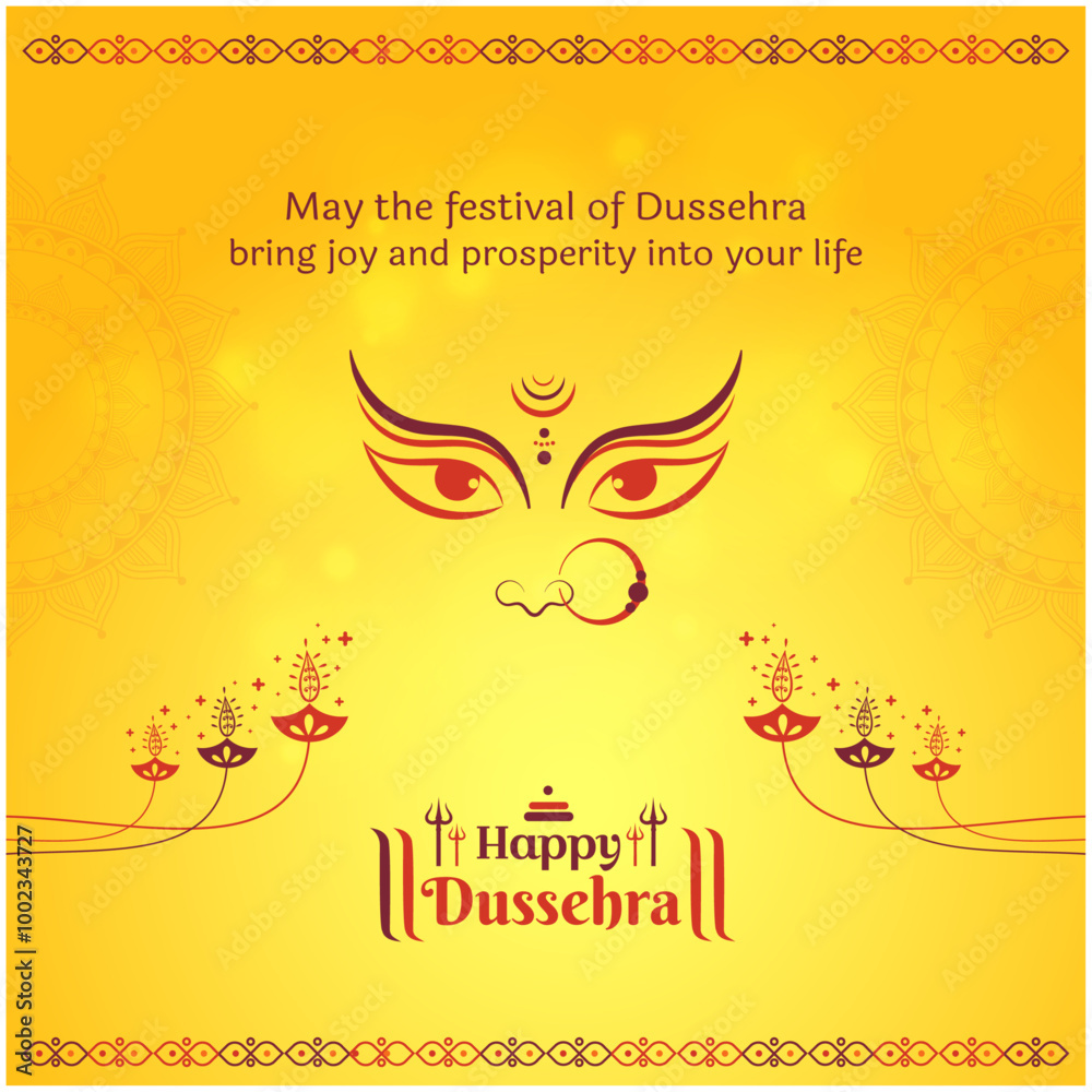 Happy Dussehra Social Media Wishes Greeting Template Vector layered ...