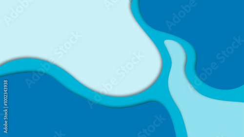 Aqua waters overlapping with blue paper cut background