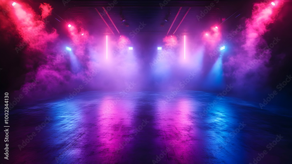 Neon Lights and Smoke Abstract Background Neon Lights and Smoke Abstract Background