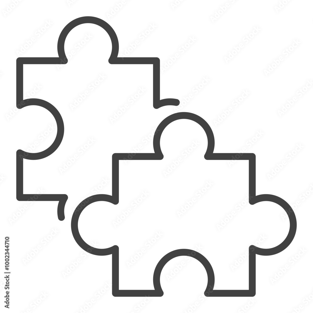 Pair of Jigsaw Puzzle Pieces vector linear icon or symbol Pair of Jigsaw Puzzle Pieces vector linear icon or symbol