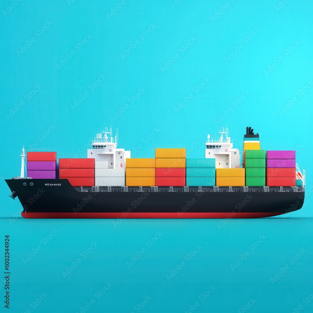 Obraz premium Cargo ship with colorful containers, isolated.