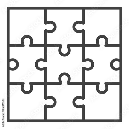 Square Puzzle vector Jigsaw Puzzles thin line icon or symbol