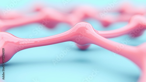 Abstract Pink Molecule Structure on Blue Background photo