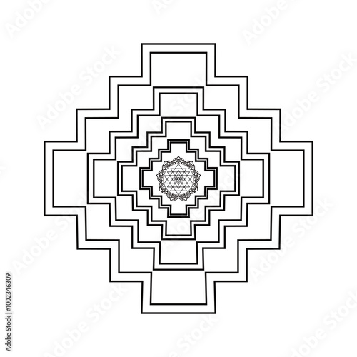 Sri Yantra Mandala Divine Geometry for Meditation. eps