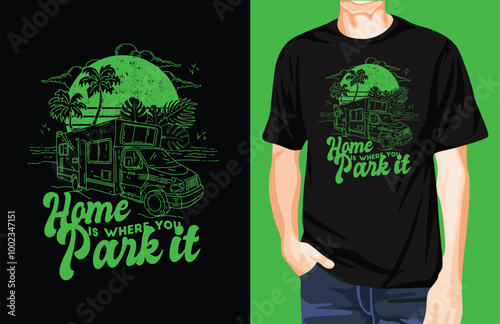 campervan beach t-shirt design unique idea