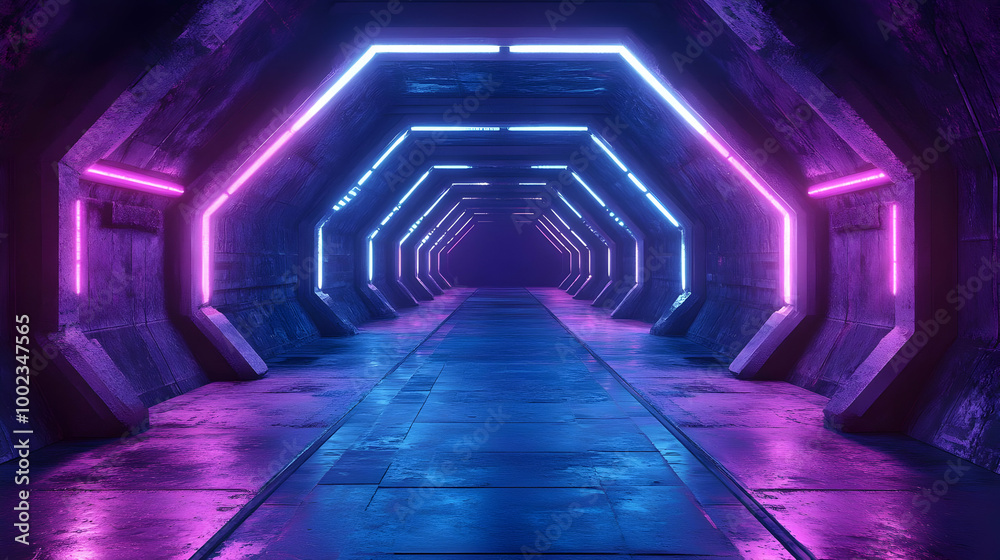 Futuristic 3D Neon Corridor Illustration Futuristic 3D Neon Corridor Illustration