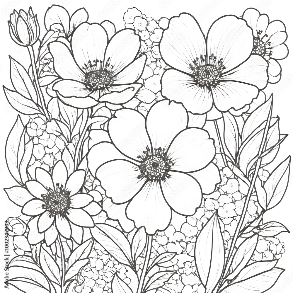 seamless floral pattern colouring book