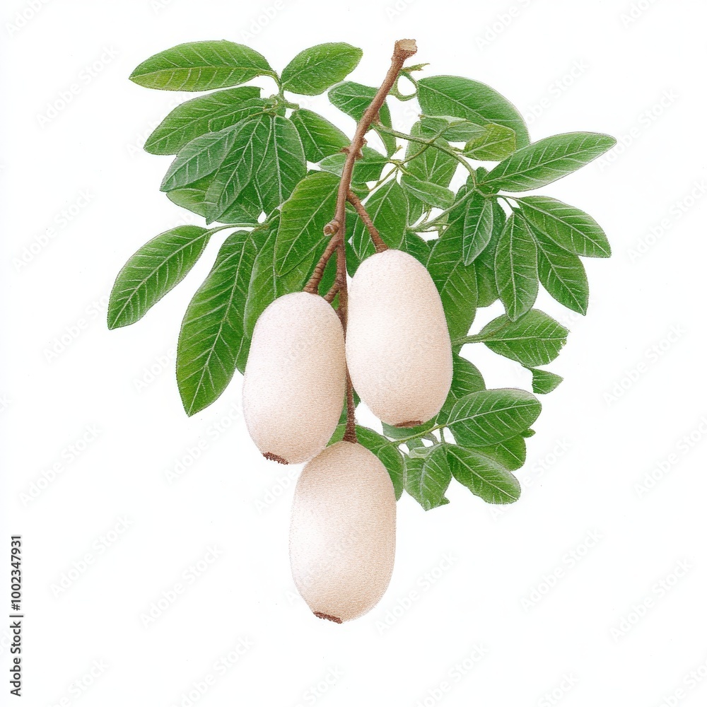 2408_058.Cute color pencil illustration on white background of Tamarind 2408_058.Cute color pencil illustration on white background of Tamarind