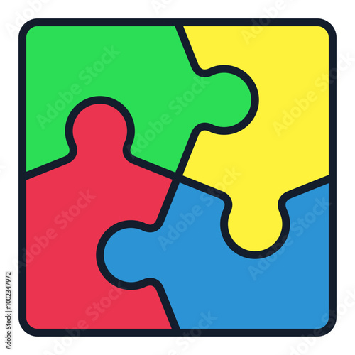 Modern Jigsaw Puzzle creative vector colored icon or sign
