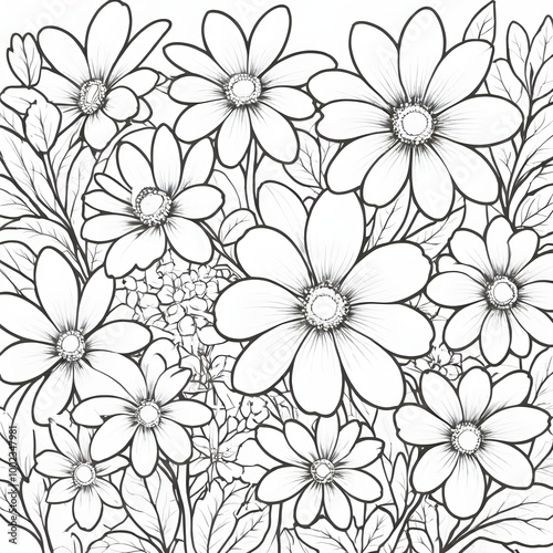 seamless floral pattern colouring book