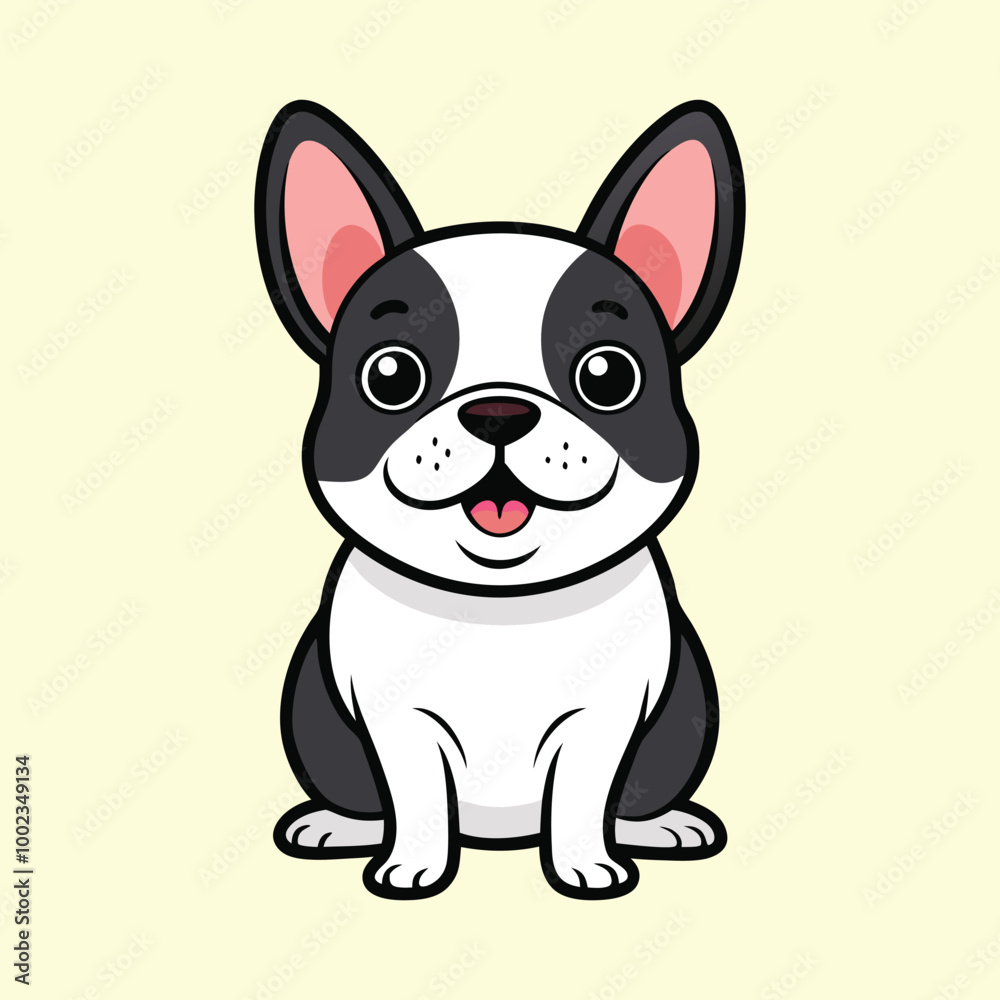 Hand drawn french bulldog cartoon illustration Hand drawn french bulldog cartoon illustration