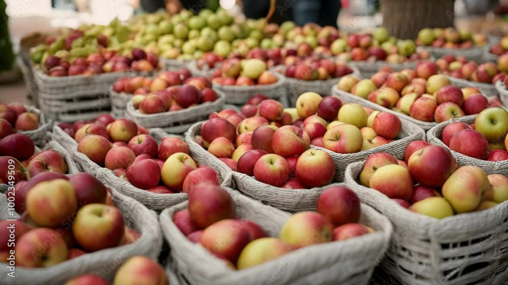 Gather the apples into a sustainable string bag while shopping at the market Gather the apples into a sustainable string bag while shopping at the market
