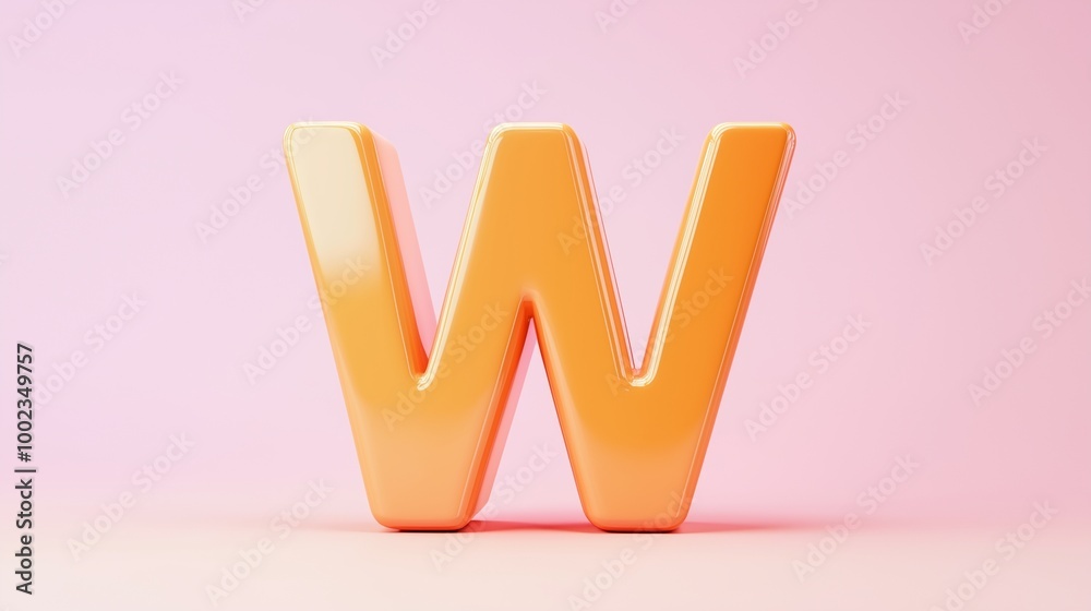 Letter W font orange frame uppercase for children toy learning on solid background Letter W font orange frame uppercase for children toy learning on solid background