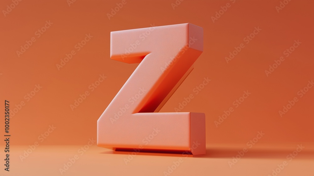 Letter Z font orange frame uppercase for children toy learning on solid background Letter Z font orange frame uppercase for children toy learning on solid background