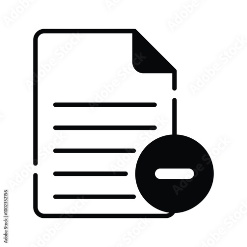 A document with a minus symbol, indicating file deletion