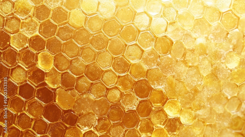 Honey Cell Background. Polygonal Texture with Sweet Honeycomb Pattern Honey Cell Background. Polygonal Texture with Sweet Honeycomb Pattern