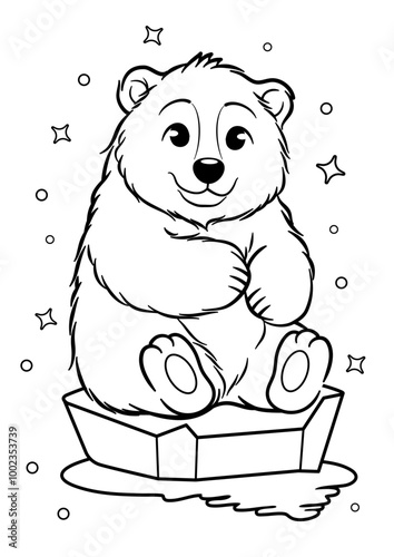 cute cool polar bear coloring page illustration