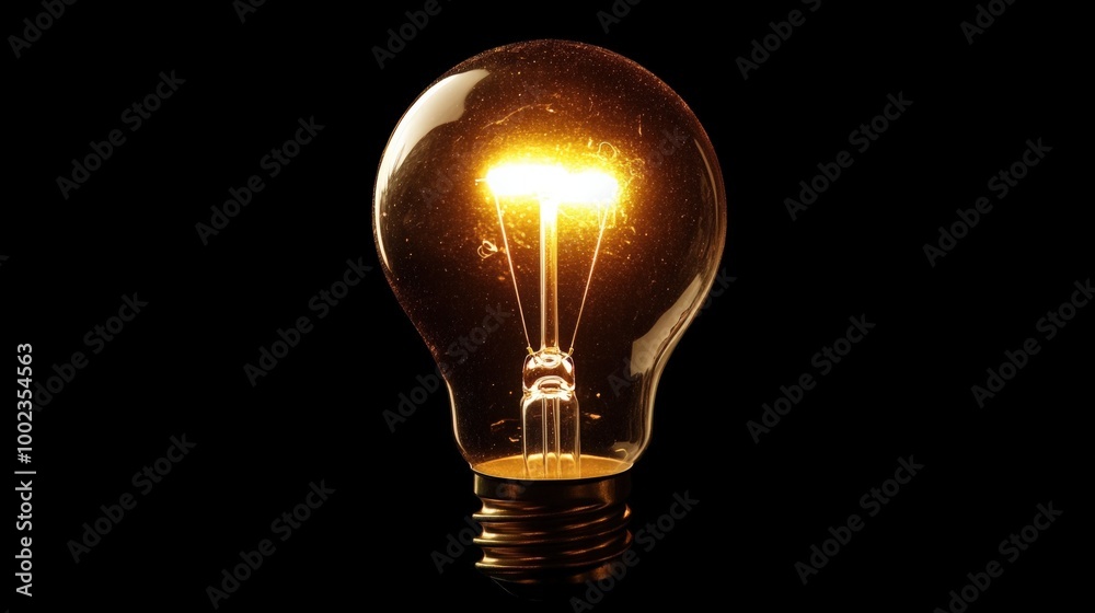 Incandescent Light Bulb Glowing on Black Background. Concept of Bright Idea and Electricity Incandescent Light Bulb Glowing on Black Background. Concept of Bright Idea and Electricity