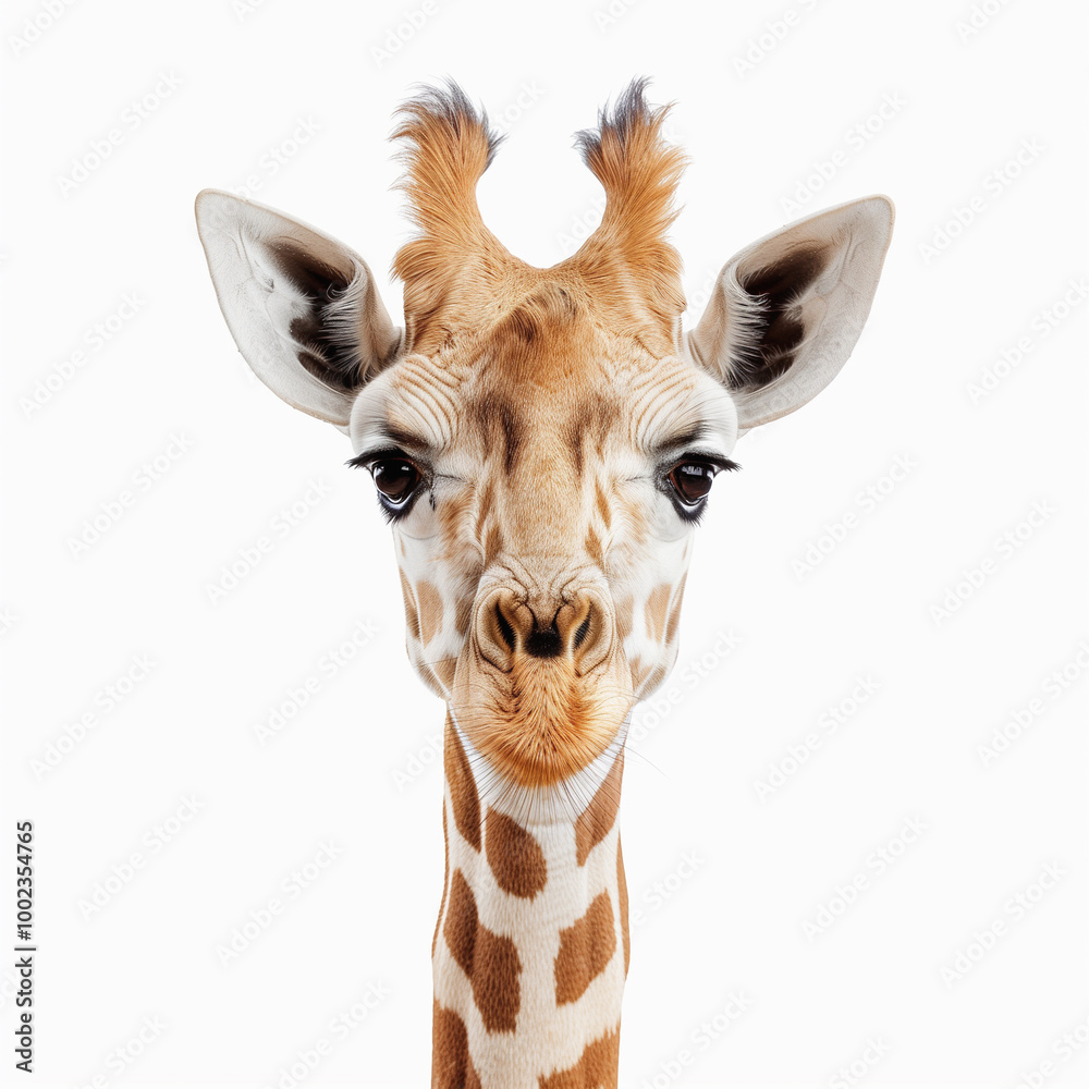 Obraz premium young giraffe isolated on white background