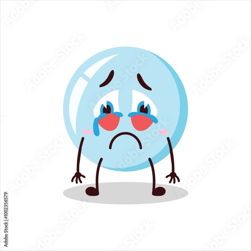 Cute cry expression of bubble cartoon character