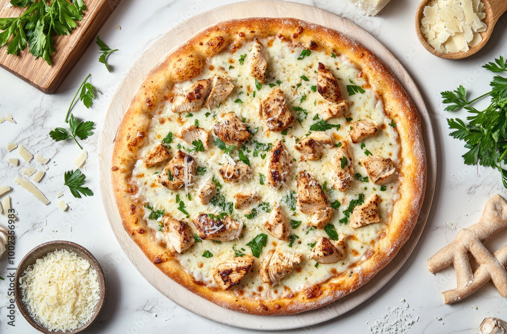 Alfredo Pizza with Grilled Chicken on Top for a Creamy Flavor Alfredo Pizza with Grilled Chicken on Top for a Creamy Flavor