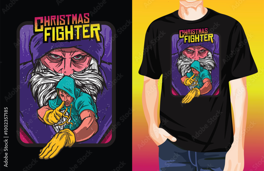 Obraz premium Christmas Fighter t-shirt design unique idea