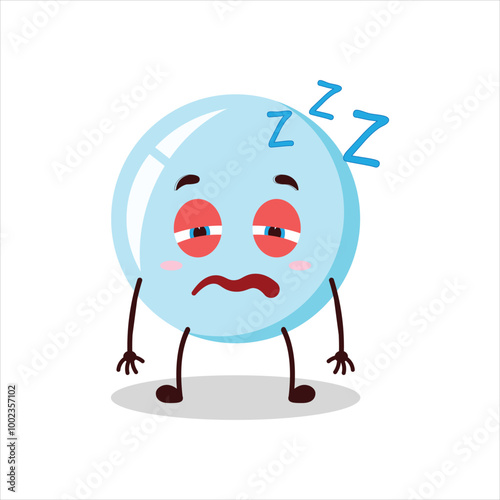 Cute sleepy expression of bubble cartoon character