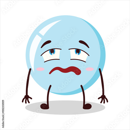 Cute bored expression of bubble cartoon character