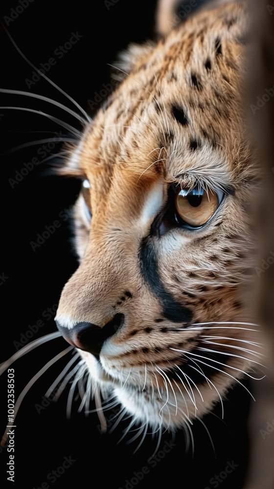 Fototapeta premium close up of a leopard on black