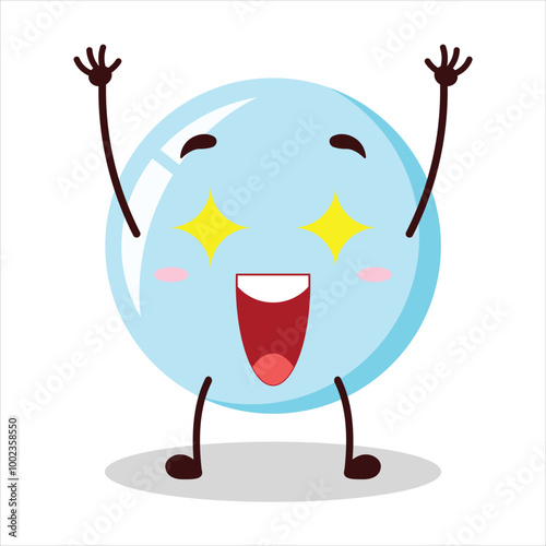 Cute excited expression of bubble cartoon character