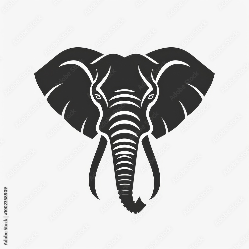 Black Silhouette of an Elephant Against a Light Background With Detailed Features Seen Clearly Black Silhouette of an Elephant Against a Light Background With Detailed Features Seen Clearly