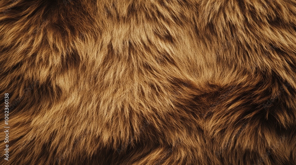 a bear fur texture, showing thick, rugged, and dense brown fur, ideal for a natural and wild look.