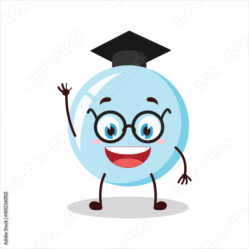 Cute graduation college student expression of bubble cartoon character