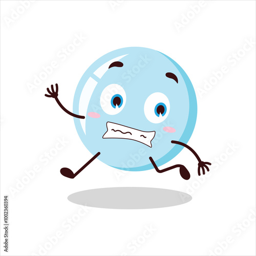 Cute terrified running expression of bubble cartoon character