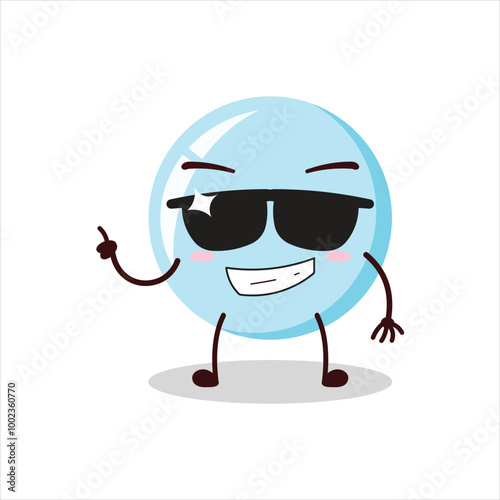 Cute cool expression of bubble wear sunglasses cartoon character