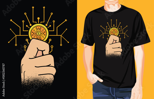 Crypto Coin in hand t-shirt design