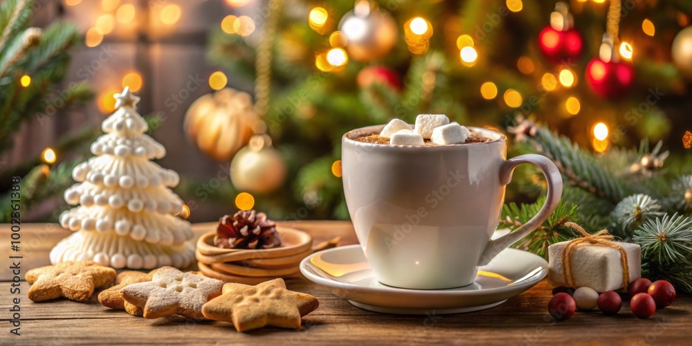 sipping hot cocoa, savoring marshmallows, indulging in cookies, with a stunningly decorated tree sparkling in the sipping hot cocoa, savoring marshmallows, indulging in cookies, with a stunningly decorated tree sparkling in the