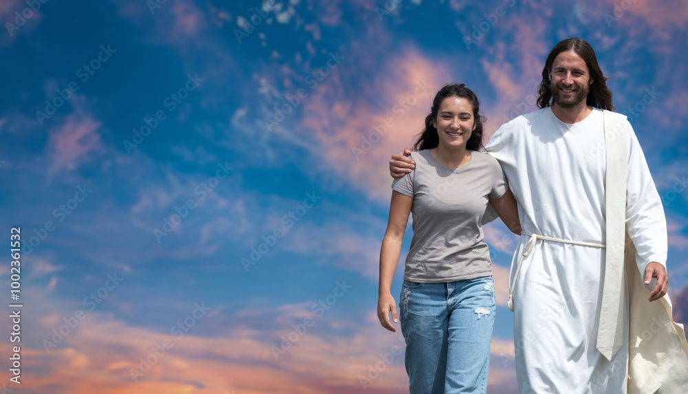 Jesus Walking Side by Side with His Faithful Servant: A Deeply Moving Image of Christian Faith, Spiritual Guidance, and the Journey Toward Redemption Through Divine Love and Eternal Hope Jesus Walking Side by Side with His Faithful Servant: A Deeply Moving Image of Christian Faith, Spiritual Guidance, and the Journey Toward Redemption Through Divine Love and Eternal Hope
