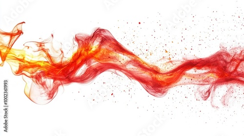 Dynamic fire flames in vivid red, isolated on a white background, symbolizing heat and energy.