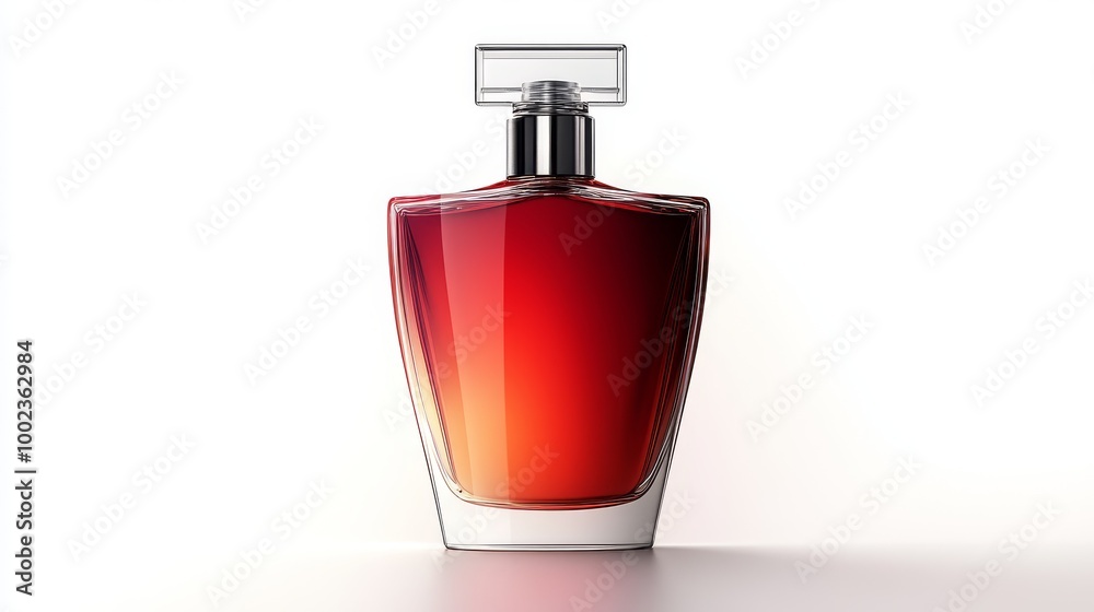Elegant Red Perfume Bottle on a Clean Surface Showcasing Its Captivating Design and Rich Color Elegant Red Perfume Bottle on a Clean Surface Showcasing Its Captivating Design and Rich Color