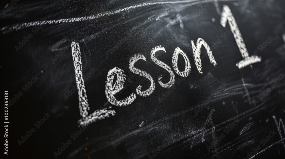 Fototapeta premium Lesson 1: Handwritten Text on Blackboard for Education and Learning