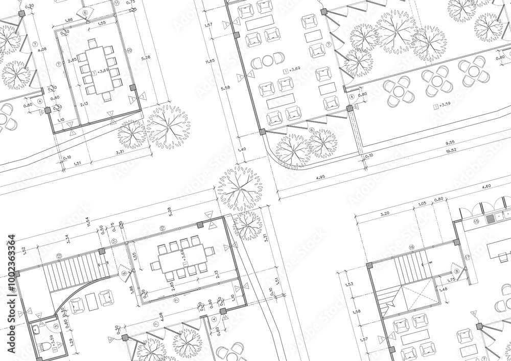 Floor plan designed building on the drawing. Floor plan designed building on the drawing.