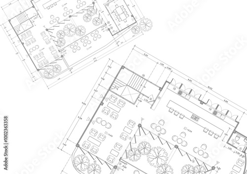 Wallpaper Mural Floor plan designed building on the drawing. Torontodigital.ca