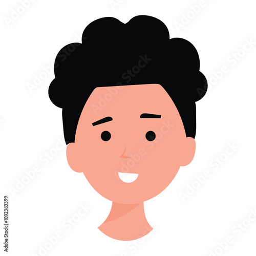 face man character illustration design stock. face and hair different. People avatar illustration