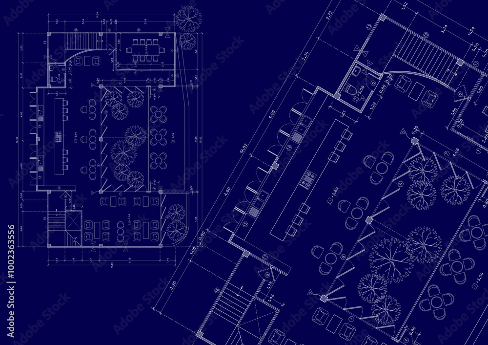 Floor plan designed building on the drawing. Floor plan designed building on the drawing.