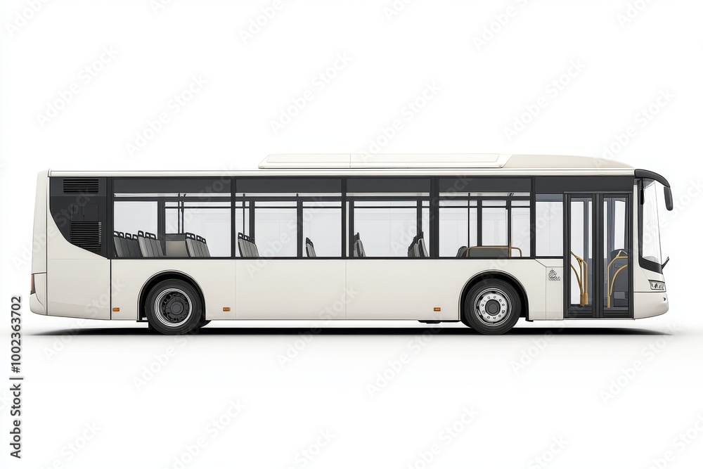 A Modern Public Transport Bus Designed for Urban Commuting in Bright Daylight A Modern Public Transport Bus Designed for Urban Commuting in Bright Daylight