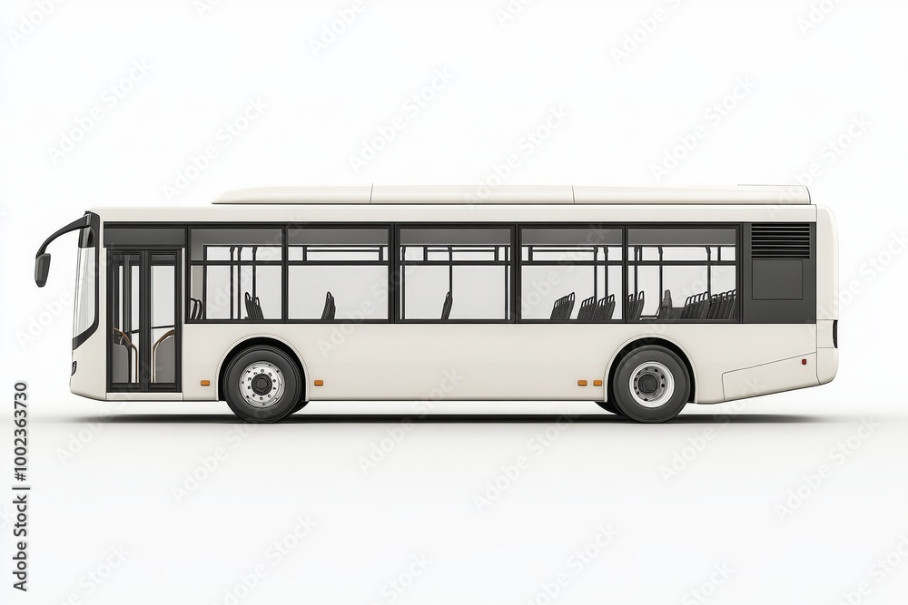 Modern City Bus Design With a Spacious Interior View Parked in a Transportation Hub Modern City Bus Design With a Spacious Interior View Parked in a Transportation Hub