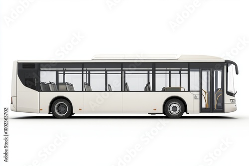 A Modern Public Transport Bus Designed for Urban Commuting in Bright Daylight