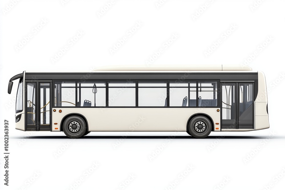 A Modern Public Bus Design Showcased on a Clean Background in a Minimalist Style A Modern Public Bus Design Showcased on a Clean Background in a Minimalist Style