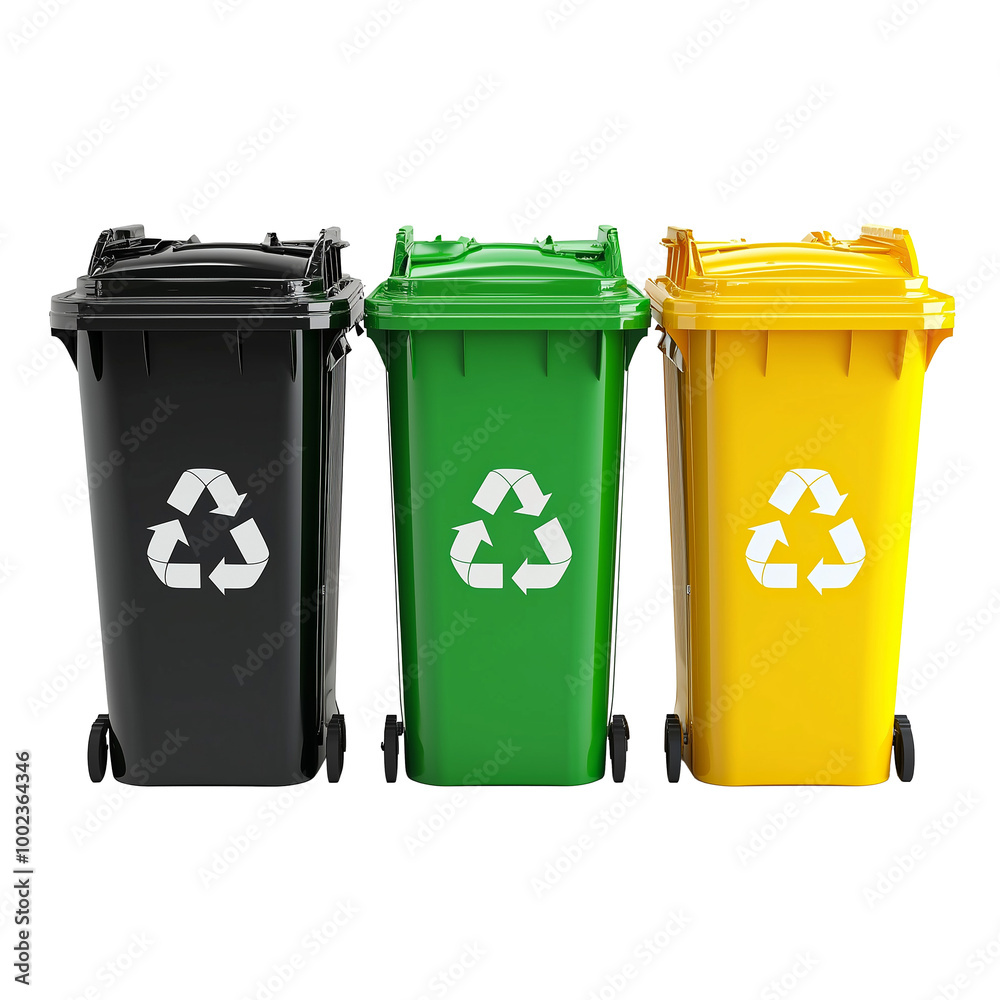 recycling bin in different colors isolated on transparent or white background recycling bin in different colors isolated on transparent or white background